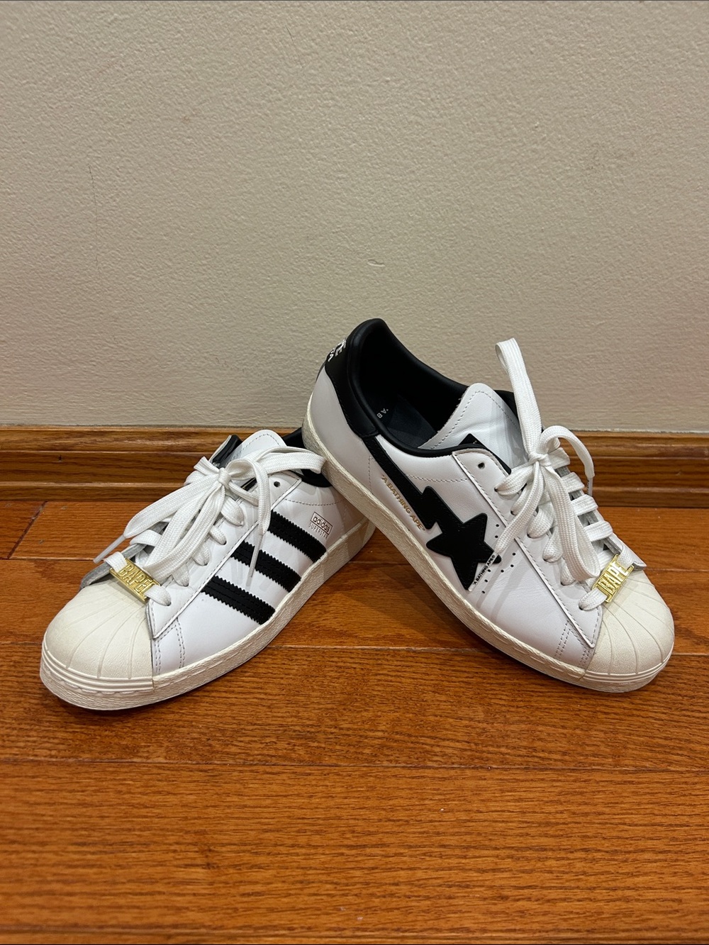 Bape Women's White Sneakers with Black Star Accent